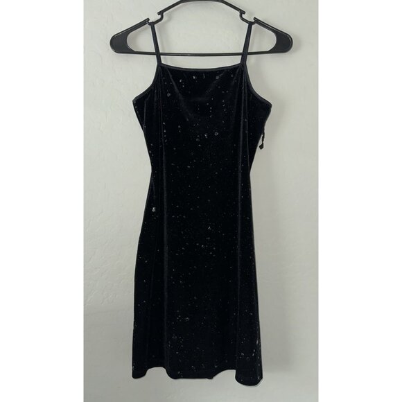 VTG 90's y2k Velvet liquid latex splattered bodycon Goth Dress Dark Fairy Prom M - Picture 2 of 11